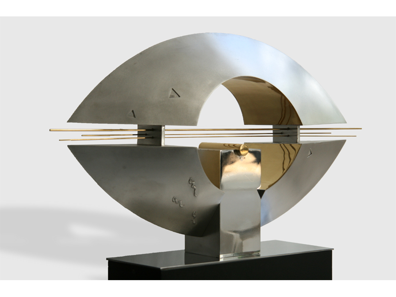  | RISING SUN | W87 X D15 X H46 cm stainless steel and brass Ed. 9 
