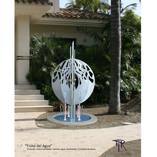 FRUTA DEL AGUA|Water-sculpture with lighting|Stainless Steel