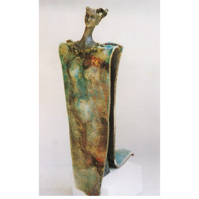 DIE DREI FRAUEN 1|Raku-Ceramics|H: 36 cm