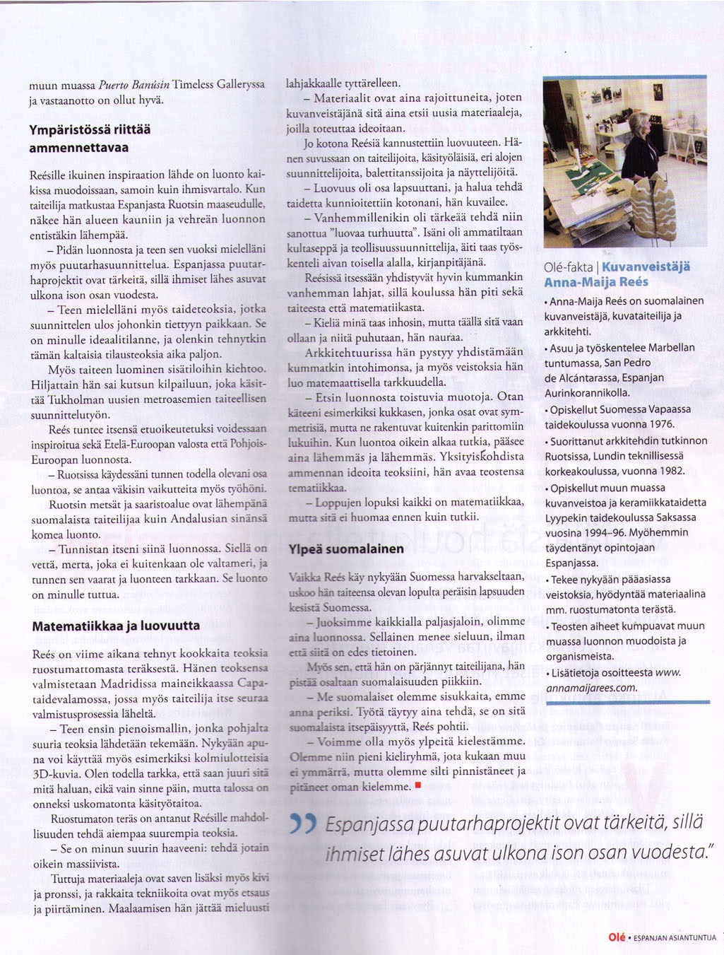 Olé-Lehti 6-7/2015 s.4 | toimituspäällikkö Anna Venejärvi